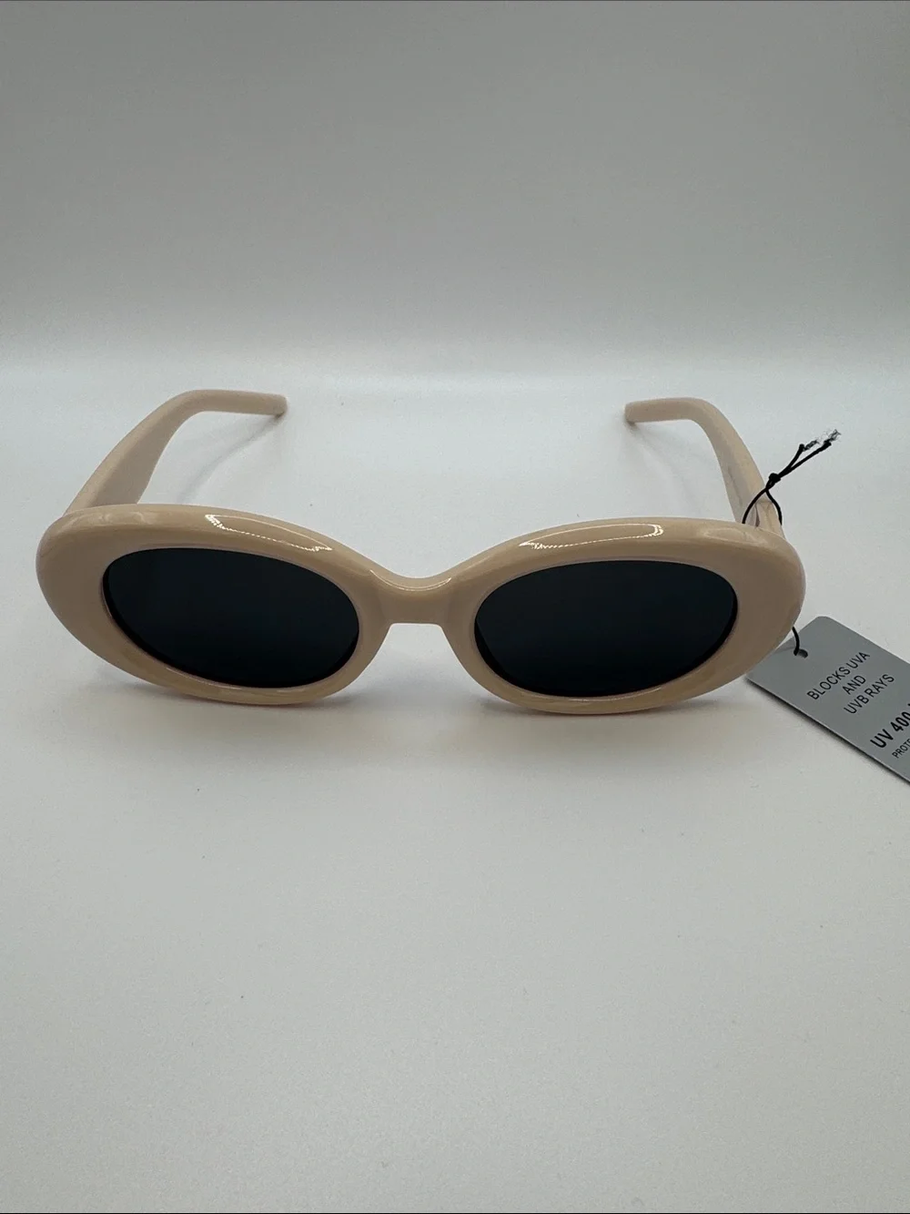 Women’s Beige Oval Sunglasses - UV Protection